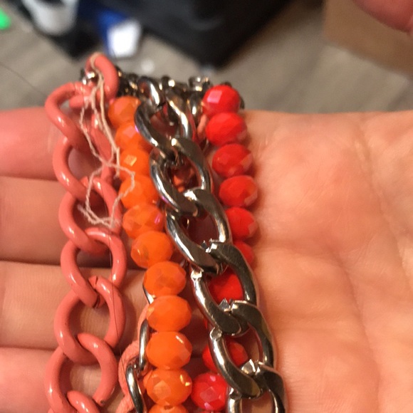 Donate 2/24=Chunky neon & orange bracelet TREND multi chain - Picture 6 of 6